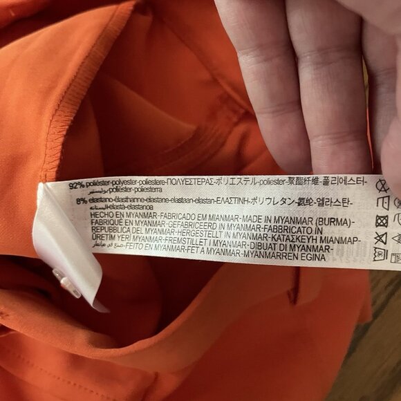Zara Women XS Orange Stretch High Waist Front Slits Flare Pants Trousers - Picture 12 of 12